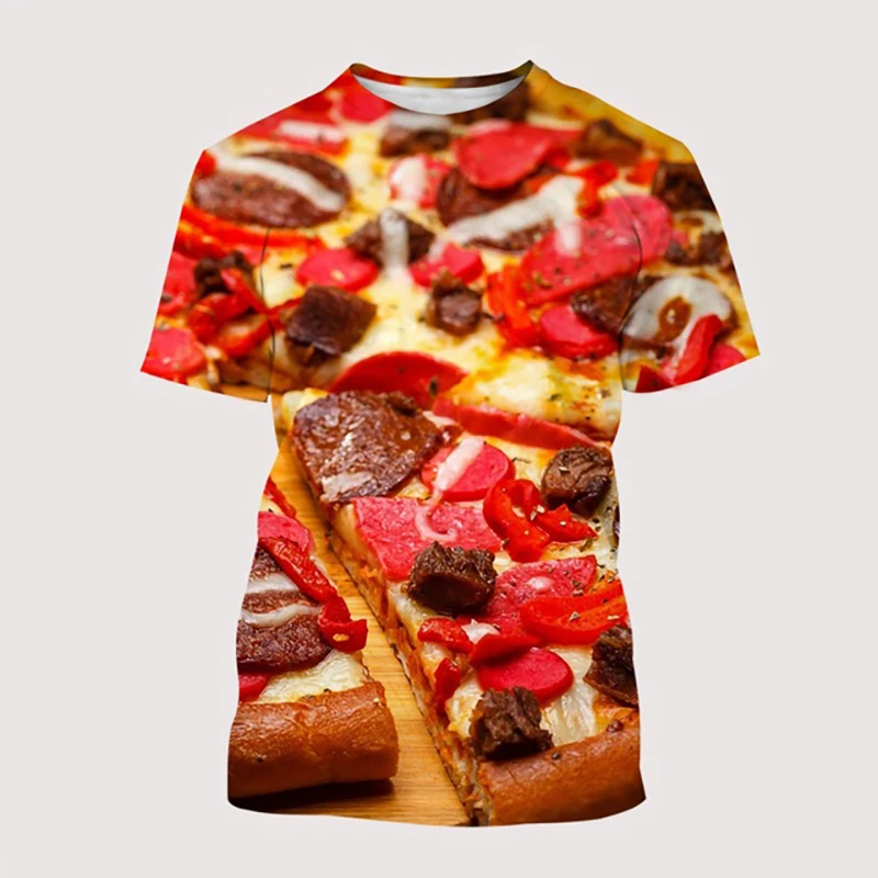 Summer Funny Pizza T-Shirts Food 3D Print Streetwear Men Women Casual Fashion Oversized T Shirt Harajuku Kids Tees Tops Clothing