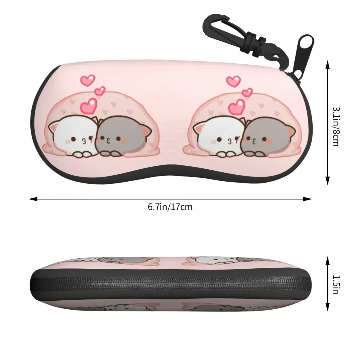 Custom Cute Mochi Cat Peach And Goma Love Kiss Glasses Case Stylish Shell Eyeglasses Case Sunglasses Box