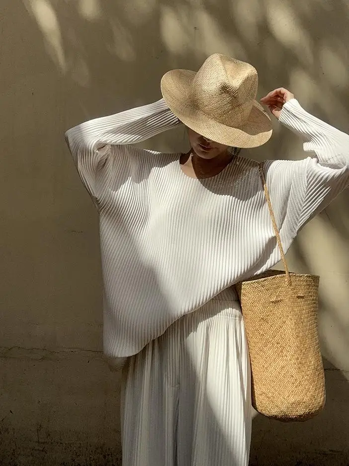 

Blue Y Casual Loose Long Sve T-irt Sweatirt round Ne Lamb Sve Folded Women's Top Polyester Spring Season ex