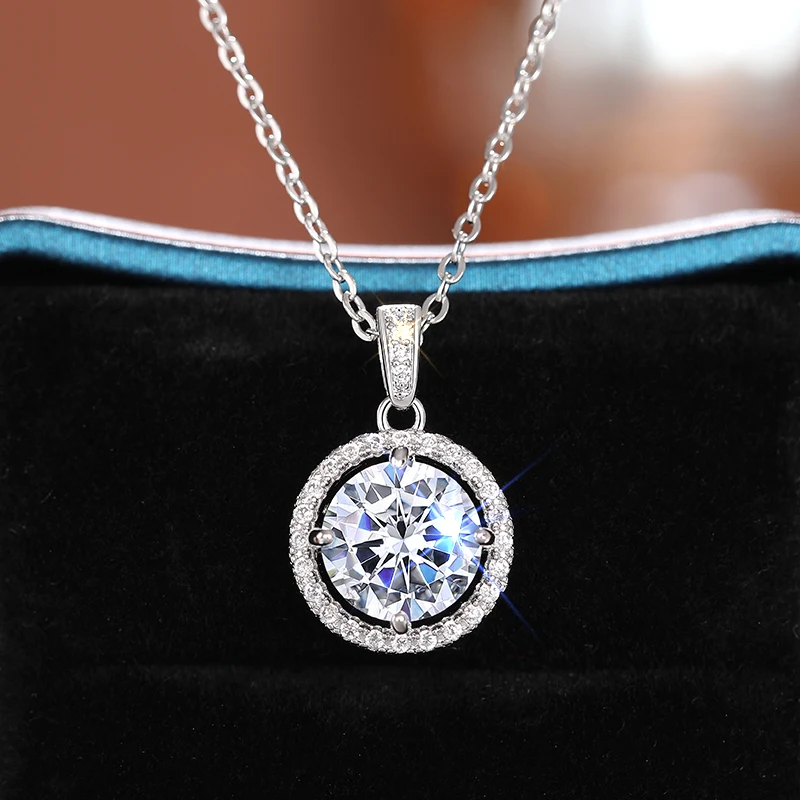 CAOSHI Luxurious Round Pendant Necklace for Female Party Polished Silver Color Circular Frame Delicate Versatile Neck Jewelry