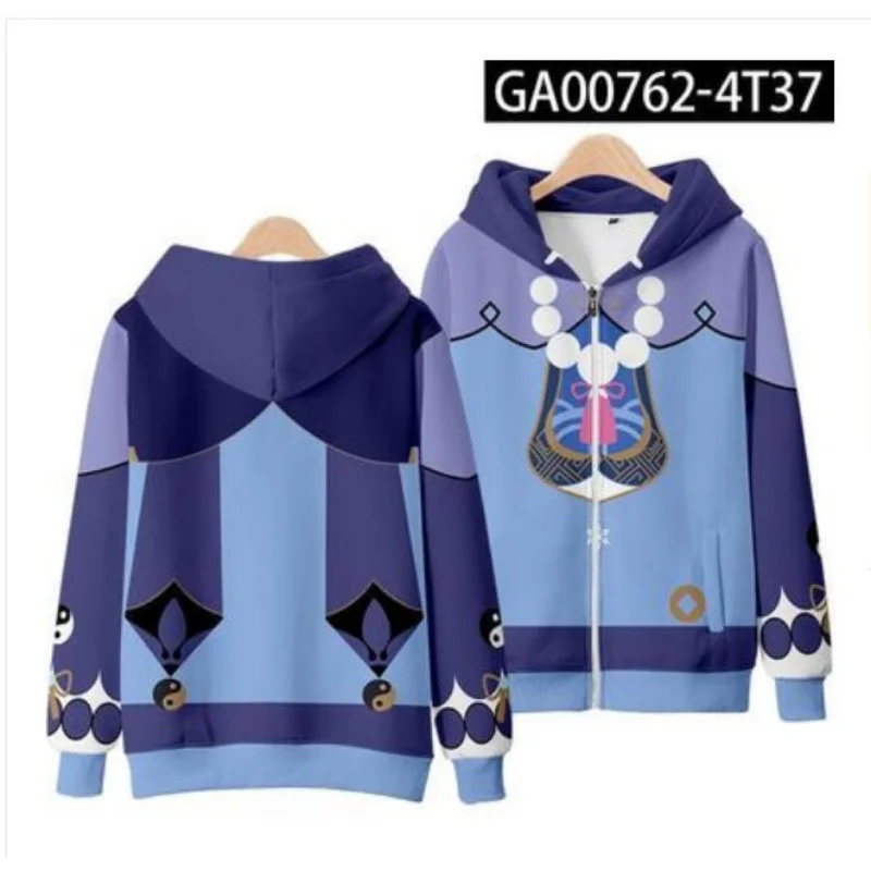 Genshin Va Đập Thư Nhĩ Cáp 3D In Hình Khóa Kéo Lên Nữ/Nam Hoodie Áo Dạo Phố Hip Hop Tề Tề Cosplay Khóa Kéo Có Mũ Trùm Đầu áo Khoác Áo Khoác Ngoài