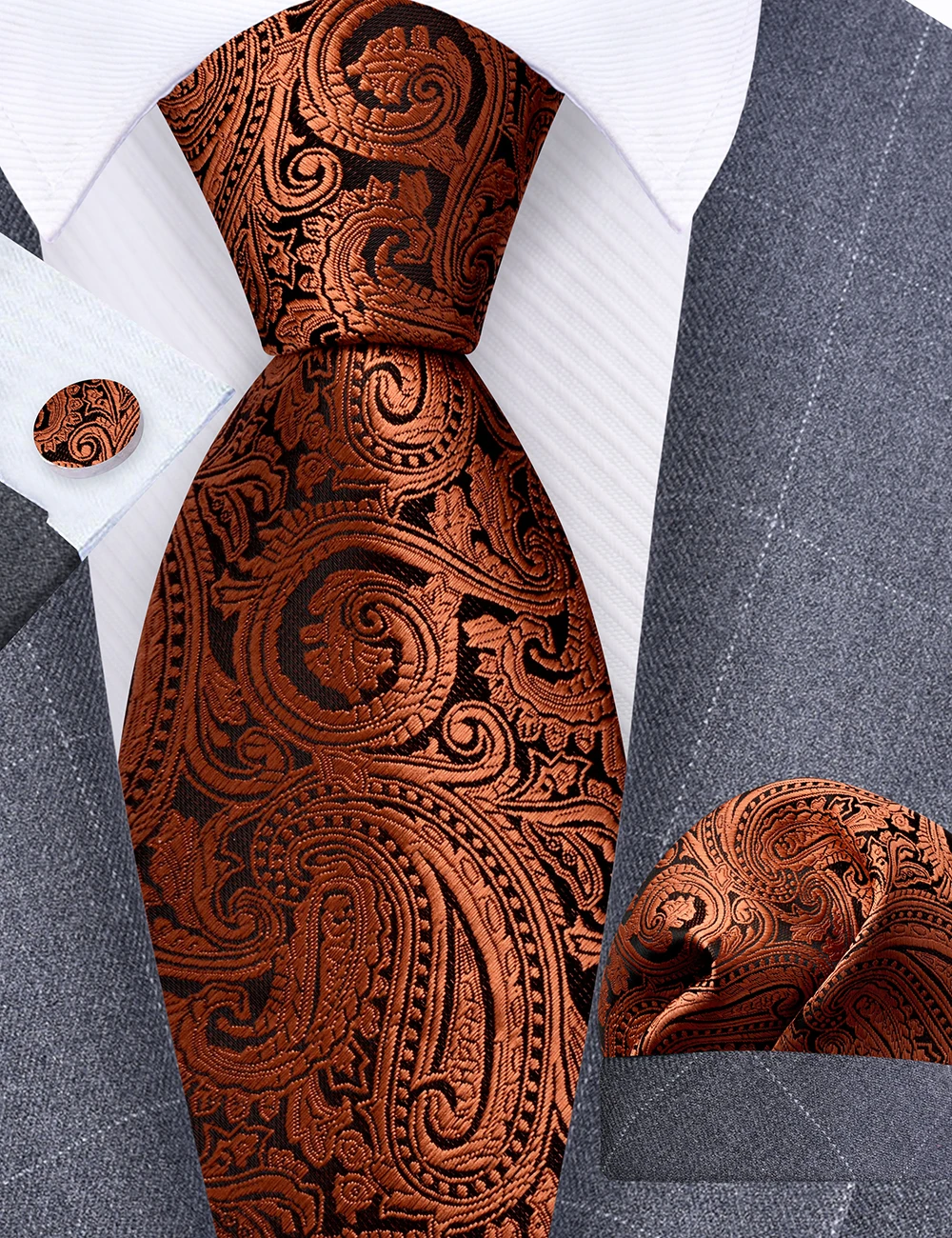 GUSLESON 8 cm Blauw Zwart Roze Mannen Stropdassen Pochet Manchetknopen Set Paisley Zijden Stropdas Bruiloft Relatiegeschenk Stropdas Accessoires - afbeelding 1