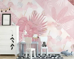 beibehang Customized modern papel de parede painted nordic cherry tree pink flower indoor bedroom background wallpaper