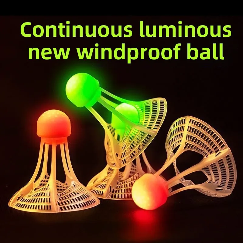 

1PC Luminous windproof luminous badminton ball, super durable, outdoor fluorescent bright plastic nylon ball with light