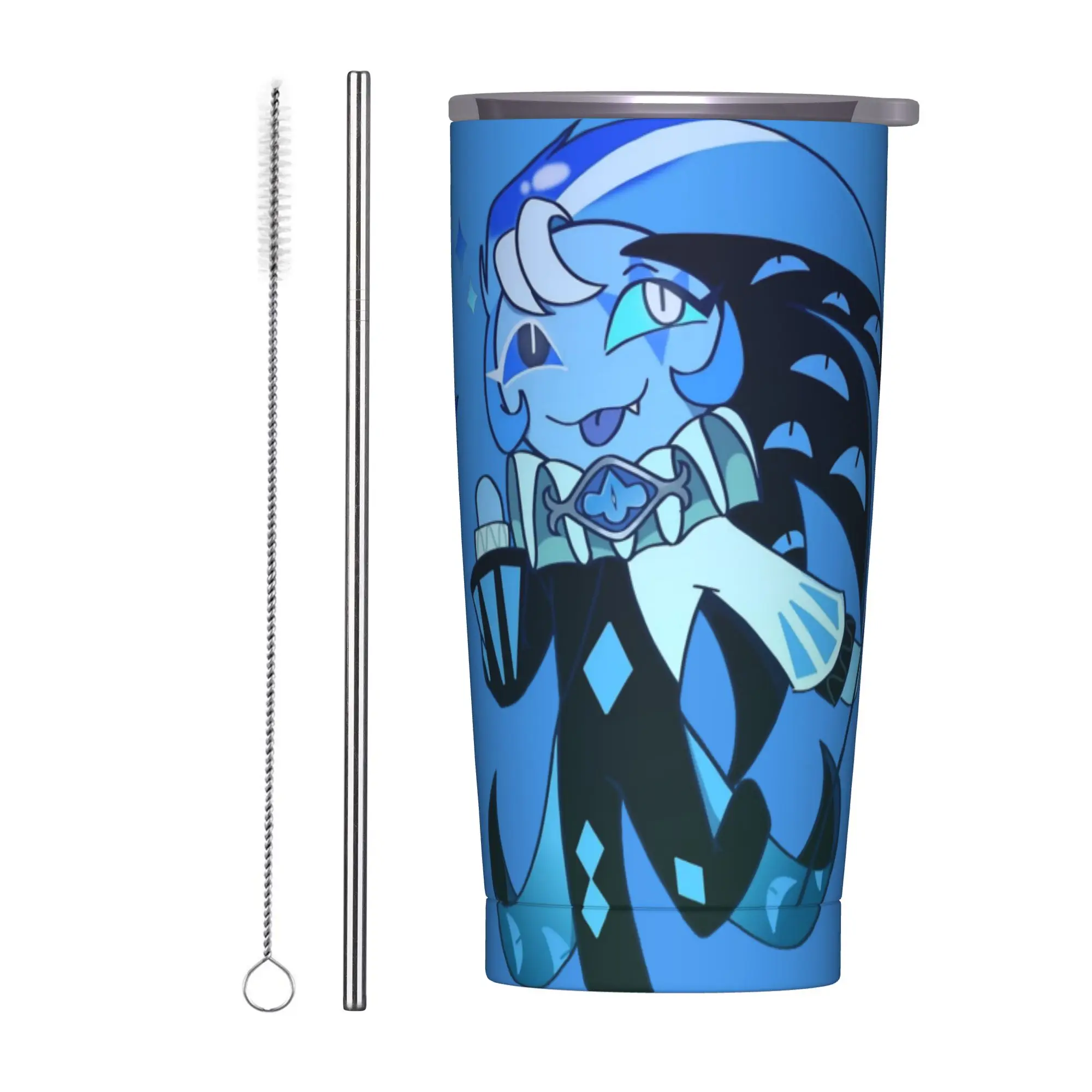 Shadow milk cookie Insulated Tumbler with Straws Lid Cookie Run Kingdom Vacuum Thermal Mug Office Home Car Bottle Cups, 20oz