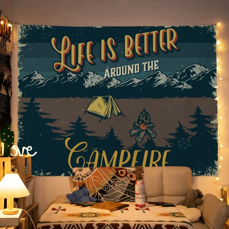 American Vintage Style Tapestry Wall Hanging Bedroom Camping Background Cloth Home Wall Decor Hippie Art Tapestries
