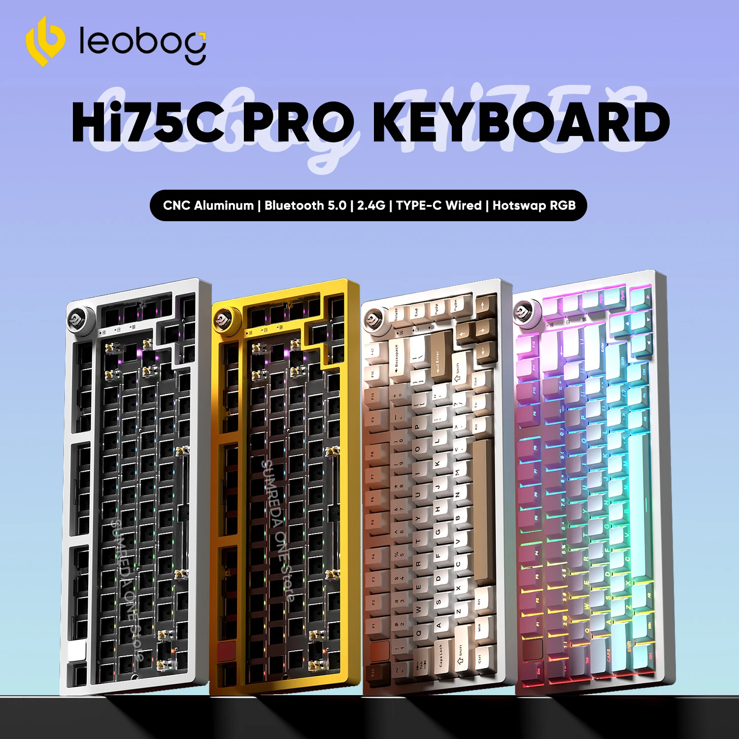 

LEOBOG Hi75 Hi75C 81 Keys Hot Swap Mechanical Keyboard Kit Barebone Keyboard RGB Backlit Gasket-mounted Customizable Keyboard