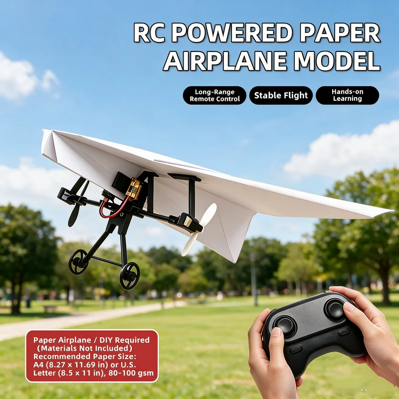 DIY Assembly 2.4G RC Paper Airplane Remote Control Aircraft Set Powered Paper Airplane Model Kids Toys Boy Outdoor Game Gifts