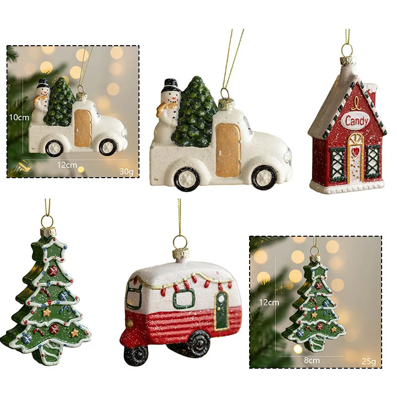 1pcs Christmas Resin Pendant Horse Xmas Tree Decoration Christmas Socks Gifts House DIY Kids Toys Gifts Xmas Ornaments Navidad