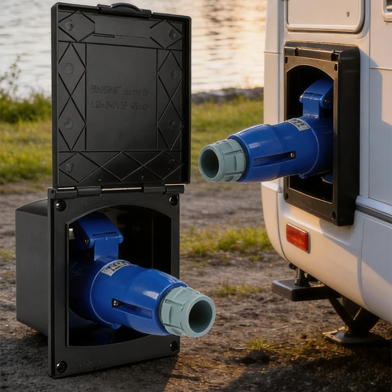 

Waterproof Plug Socket RV External Electrical Socket with Cover 220V-240V 16A External Flush Hook Up Apply To Caravan Camper Car