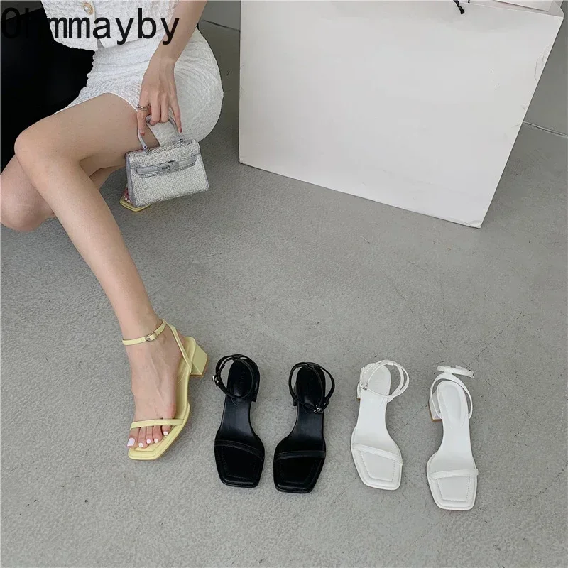 Fashion Design Sandals Women Thick Heel Casual Ladies Open Toe Shoes Sexy Party Sandal Ankle Strap 2024 Summer Mujer