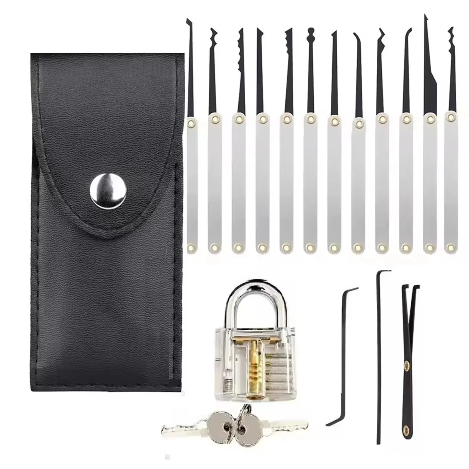 15 stks Ontgrendeling Lock Pick Set Sleutel Extractor Hangsloten Kit Slotenmaker Pick Training Kit Pin Gebroken Sleutel Handje Slotenmaker Gereedschap
