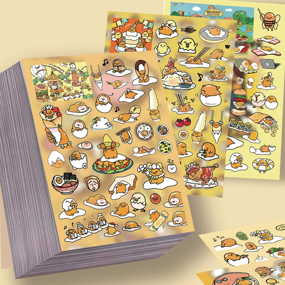 8 Sheets Sanrio Gudetama Pre-Cut Waterproof Stickers Japanese Q Version Vinyl Decals for Tumbler Laptop Helmet Luggage Decor