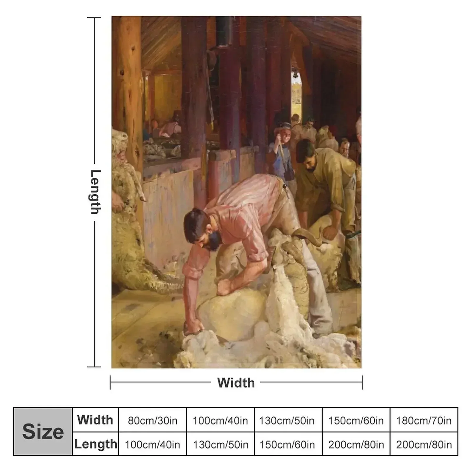 Shearing the Rams by Tom Roberts (1890) Throw Blanket couch cozy soft plush fuzzy picnic outdoor blanket