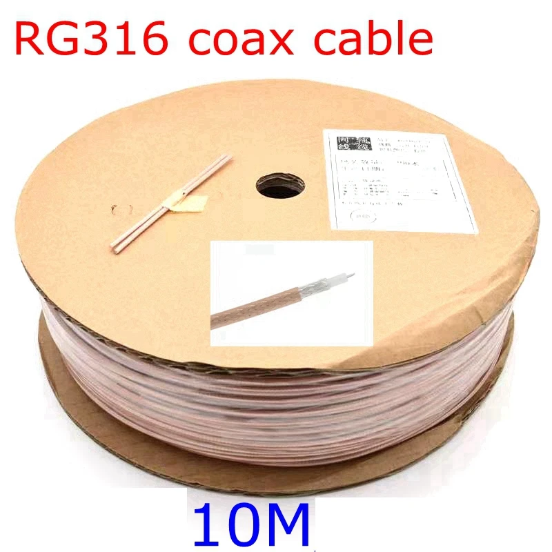 10meter RG-316 RG316 Coax Cable White/Black/Brown Wire White/Black/Brown 50Ohm Low Loss 30ft Crimp Connector Fast Shipping Brass