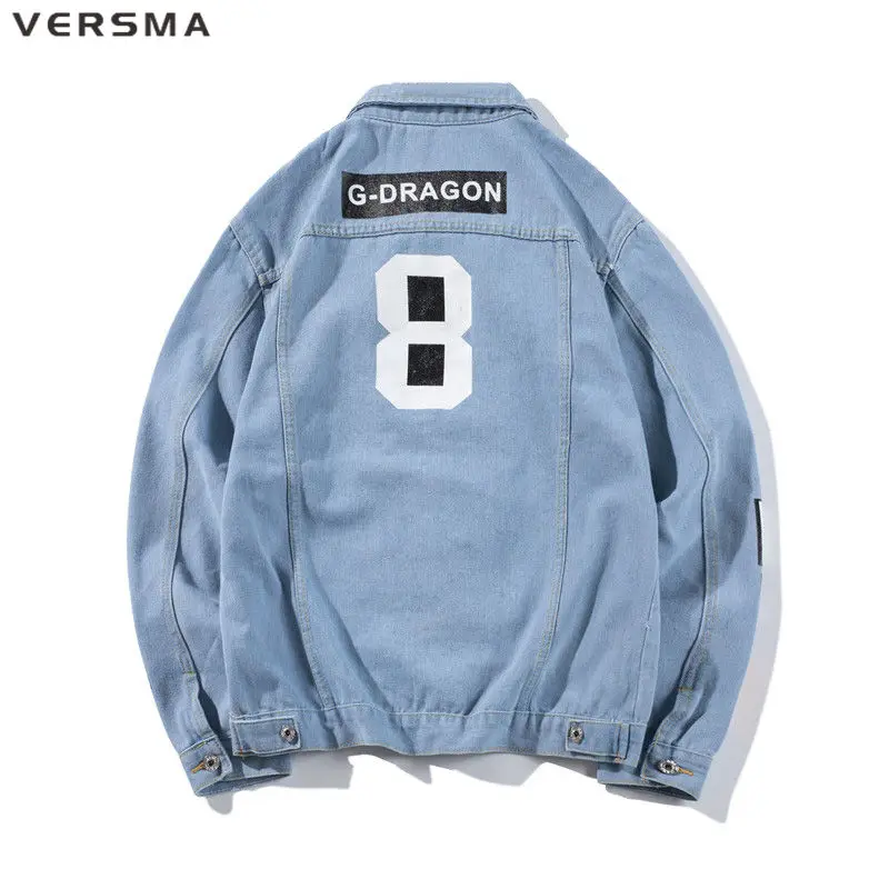 VERSMA Korean Harajuku Denim Jean Jacket for Boys Girls Spring Hip Hop Chic Denim Jeans Shirt Loose Men Clothes 5XL Dropshipping