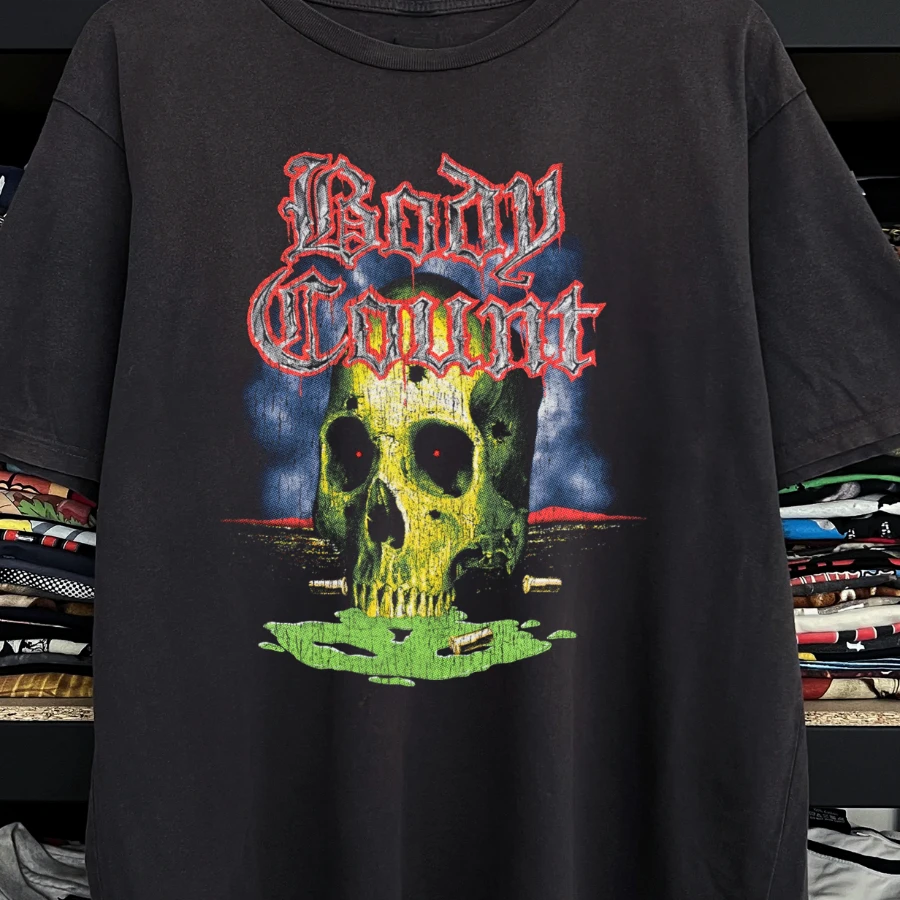 Body Count Washed Black Tee Y2K Style Underground Print Loose Fit Retro Summer