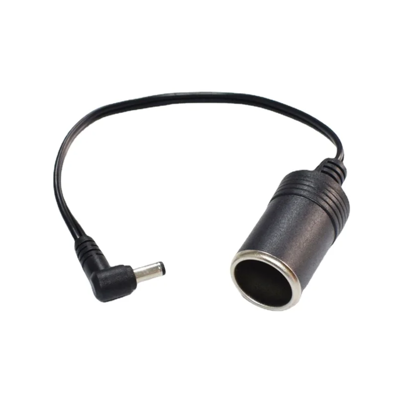 

10A 120W Universal 12V DC5.5*2.5mm Male Right-Angle To Cigarette Lighter Female Socket Copper Car Charger Power Cable, 30cm