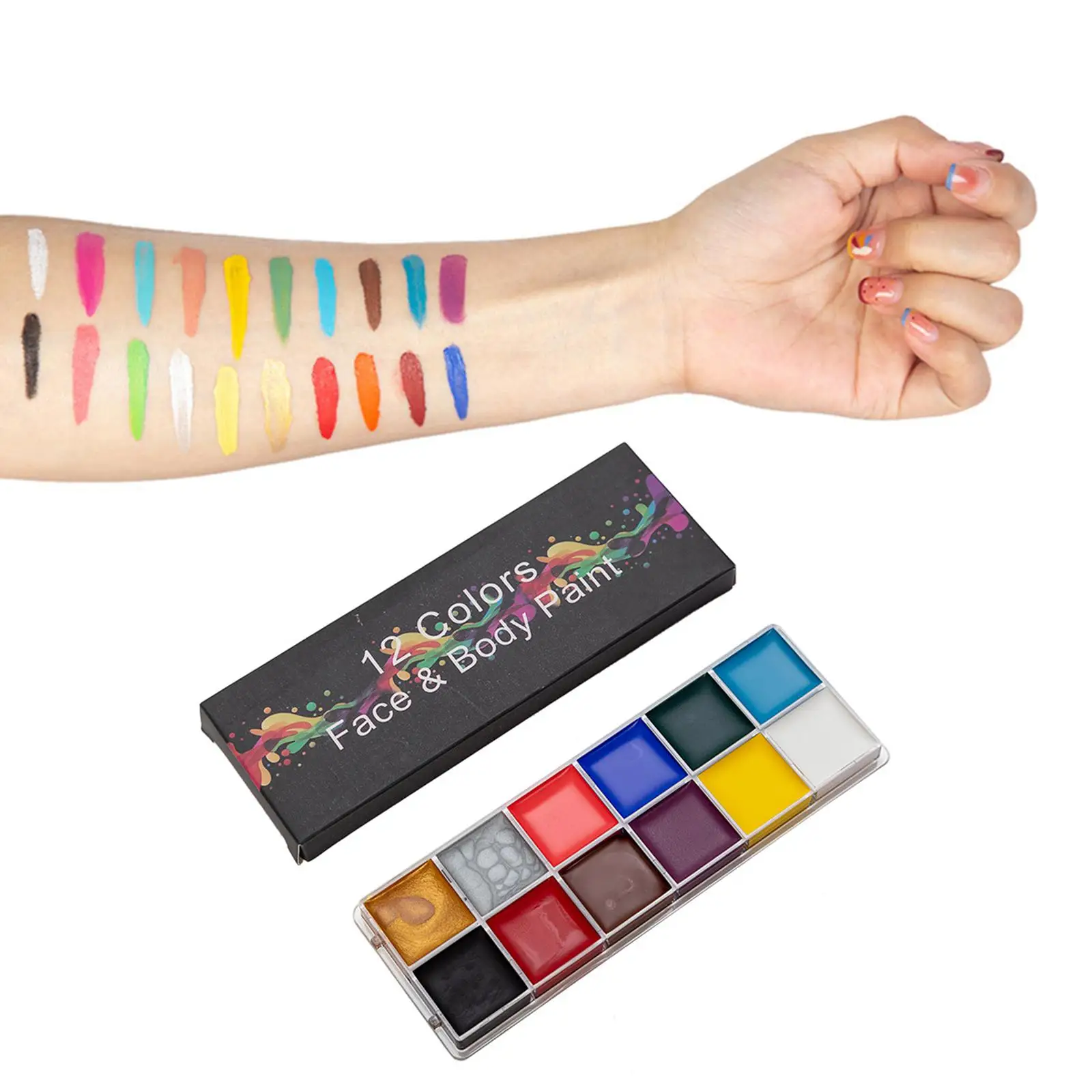 Face Body Paint Painting Palette 12 Colors Professional Face Paint Pigment for Halloween Festival Makeup Stage Performance Party