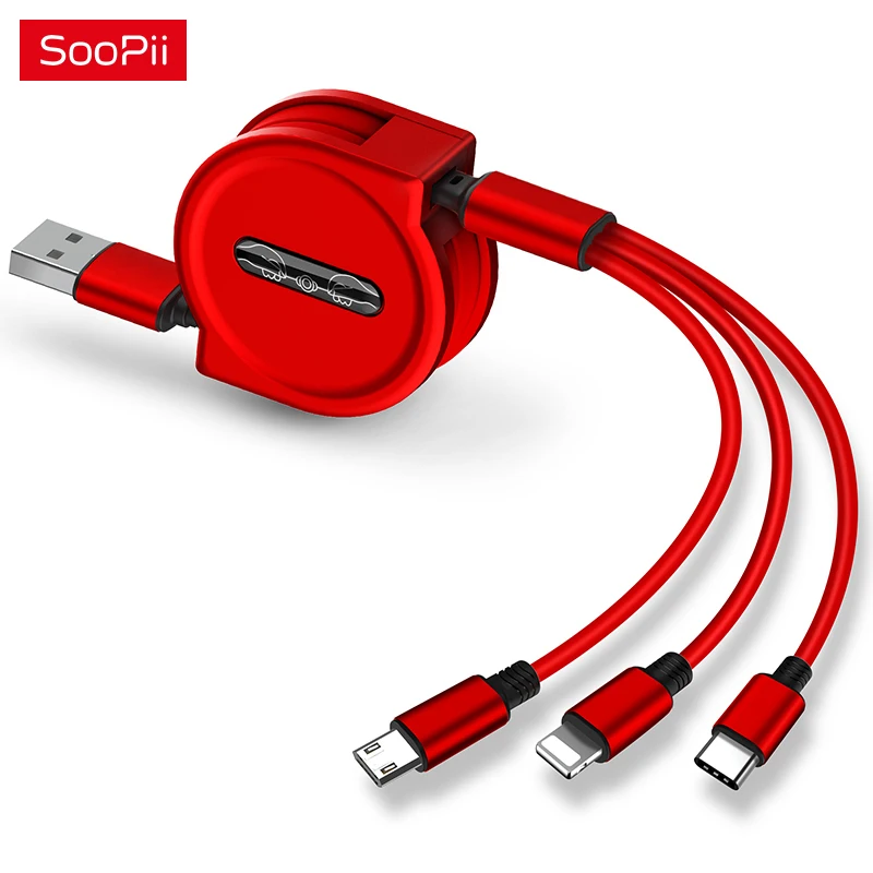 

SooPii 3 in 1 Fast Charging Cable Retractable Cable For Micro Type C USB Charger data line
