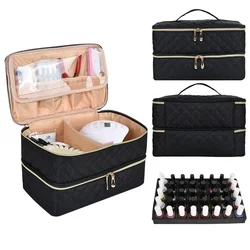 Double Layer Nail Polish Storage Bag Essential Oil Bag Portable Cosmetic Nail Care Kit Nail Care Tool Storage Box 40 Compartment