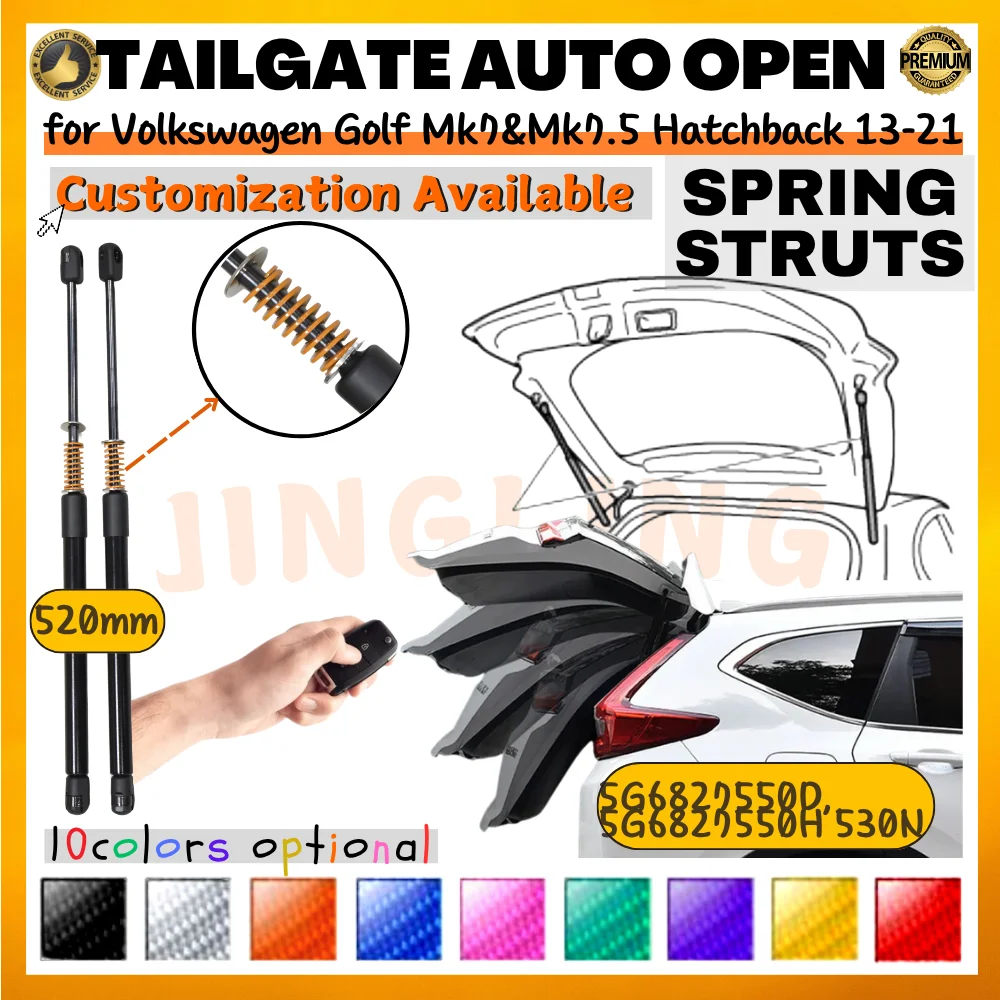 

Qty(2) Стойки багажника с пружиной для Volkswagen Golf Mk7 и Mk7.5 хэтчбек 2013-2021 520 мм 530N Подъемник задней двери Амортизатор