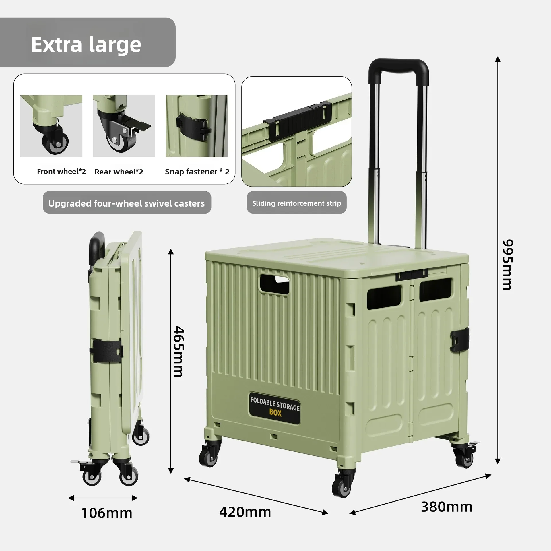 Household multi-functional grocery shopping cart Portable folding shopping cart Outdoor trolley cart Stall camping storage box