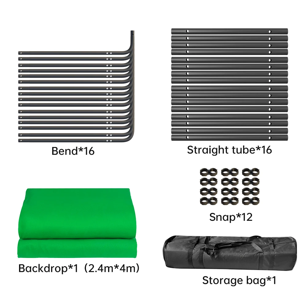 SH White Green Screen 2.4X4M Collapsible Chroma Key Backdrop Fabric Ultra-Quick Setup Birthday PartyBackground Photo Studio
