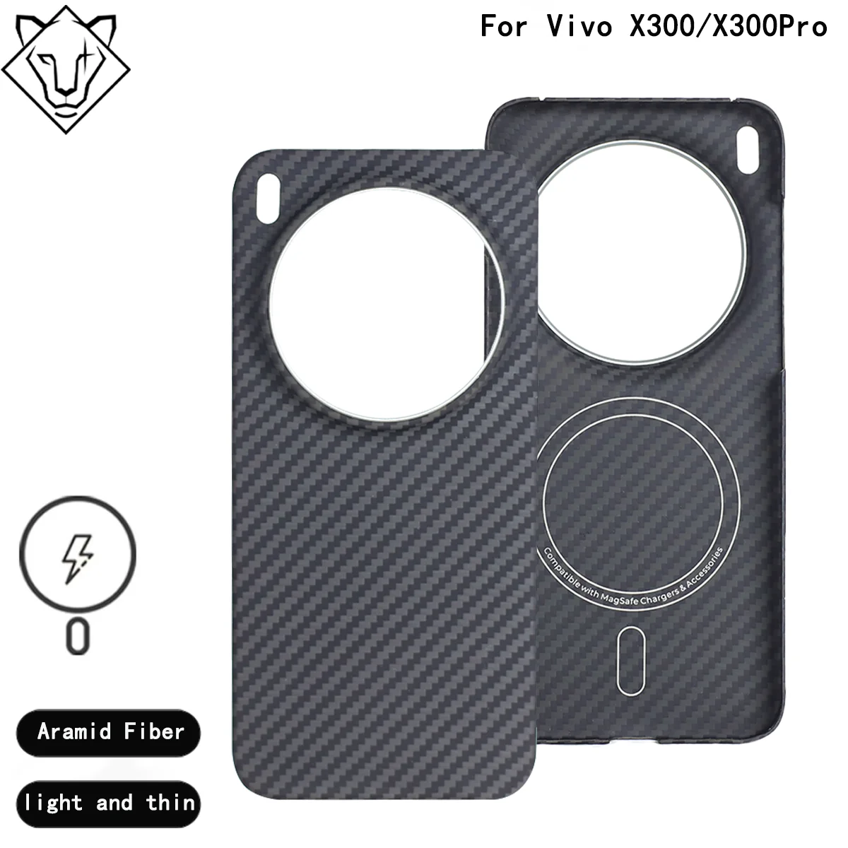 حافظة مغناطيسية لهاتف Vivo X300 Pro من ألياف الأراميد الكربونية X300 Kevlar حافظة واقية من ألياف الكربون غلاف الهاتف المحمول