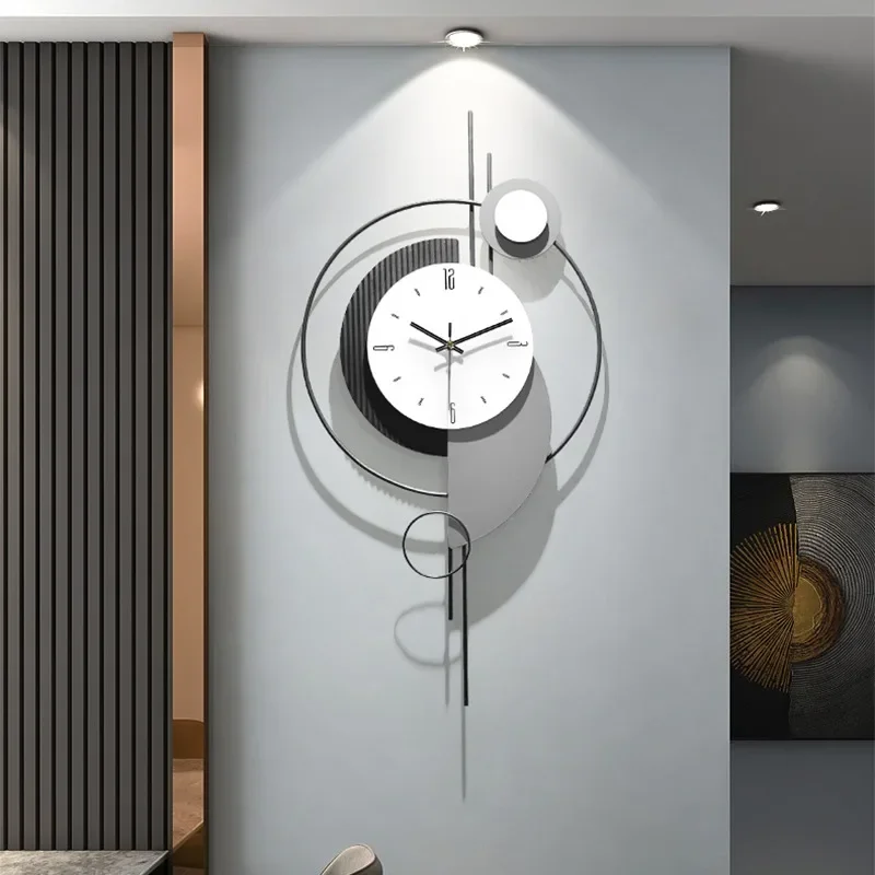 Metal Bedroom Wall Clocks Modern Fashion Living Room Pendulum Creative Wall Clock Hall Big Atmosphere Reloj De Pared Home Decor