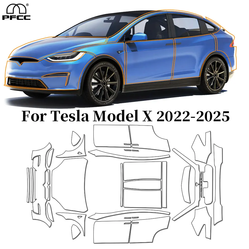 

For Tesla Model X 2022-2025 9Mil TPU Paint Protection Film Pre-cut PPF Car Body Anti-scratch Resistant Clear Bra Repairable Kit