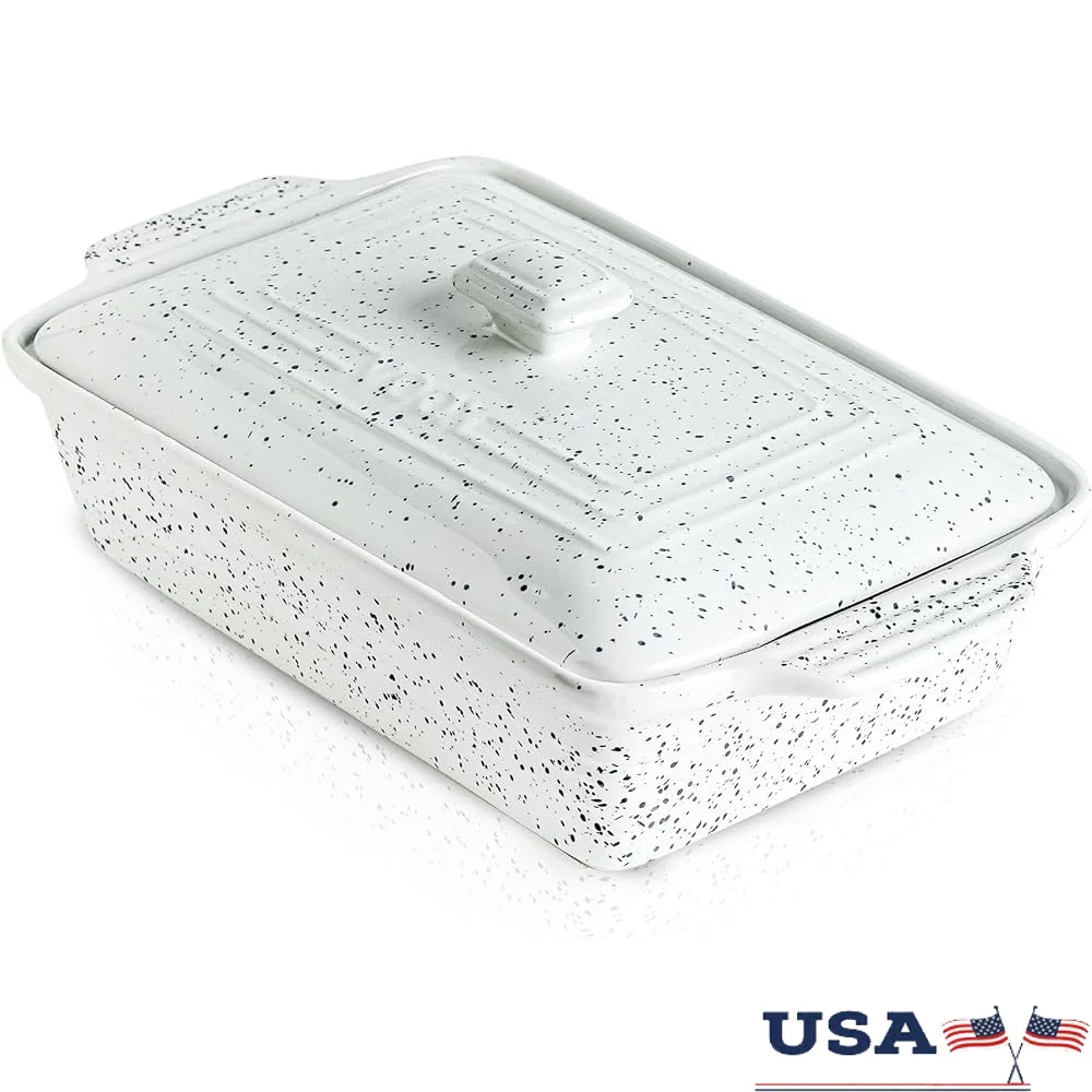 

Ceramic Casserole Dish with Lid Rectangular Lasagna Pan Nonstick Baking Dish Oven Microwave Safe Eco-Friendly Kitchen Cookware