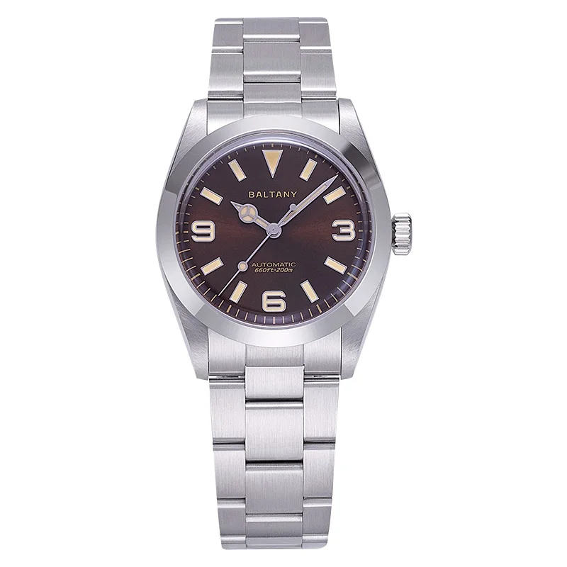 

Baltany Men Automatic Watch Pilot 35.5mm Mechaical Wristwatch Bubble Sapphire Mirror Diver 20Bar Waterproof C3 Luminous NH38