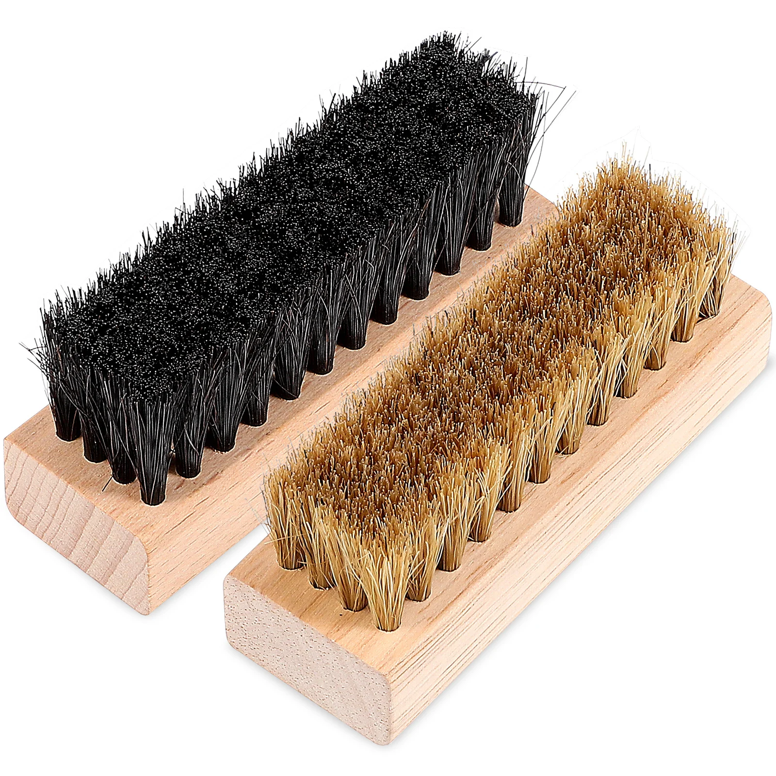 

2 pcs Shoe Brush Set 1 Black PP Bristles 1 White Pig Hair Cleans Polishes Boots Sneakers Mud Remover Home Use