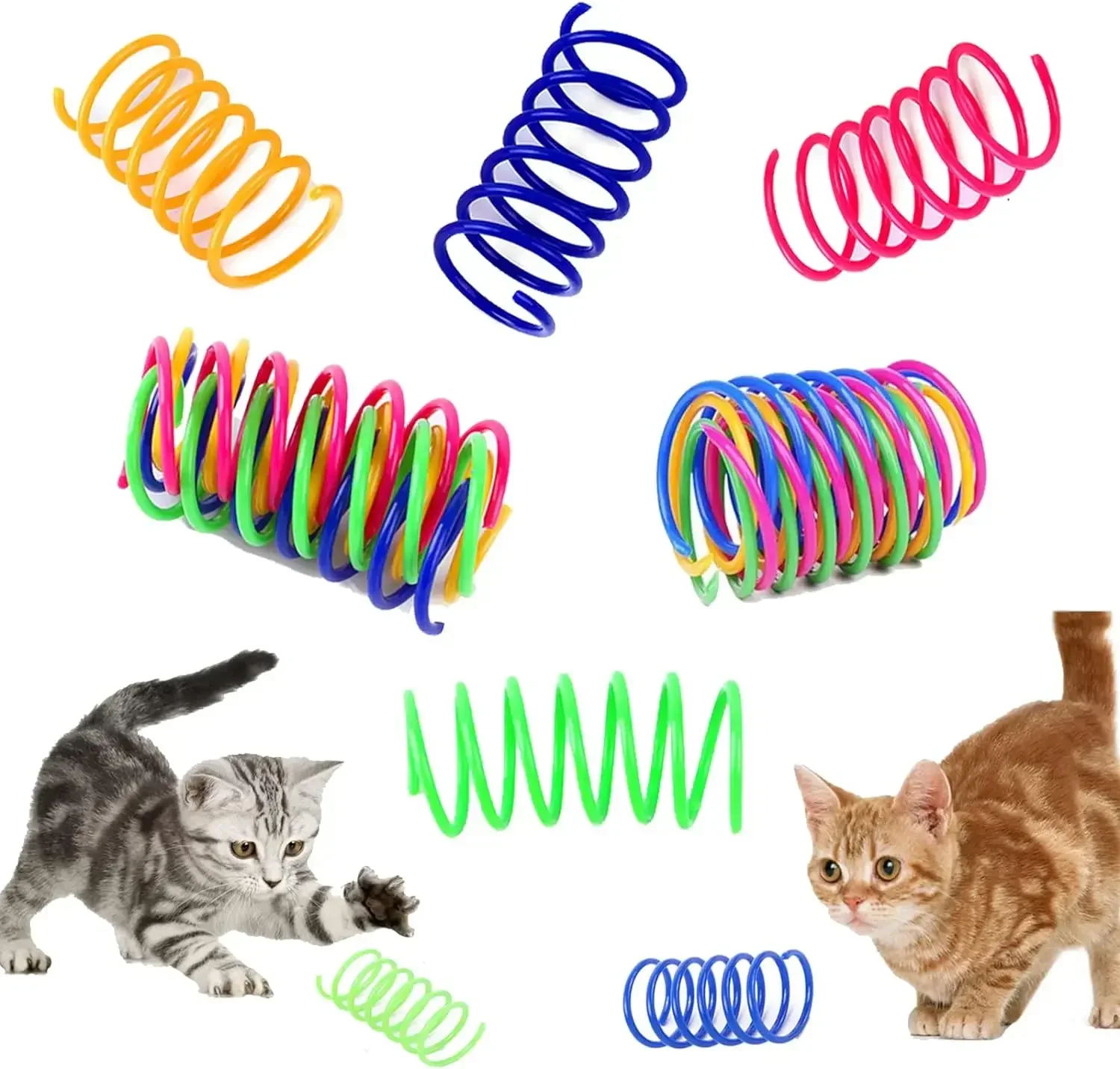 12pcs Kitten Coil Spiral Springs Cat Toys Interactive Gauge Cat Spring Toy Colorful Springs Cat Pet Toy Pet Products