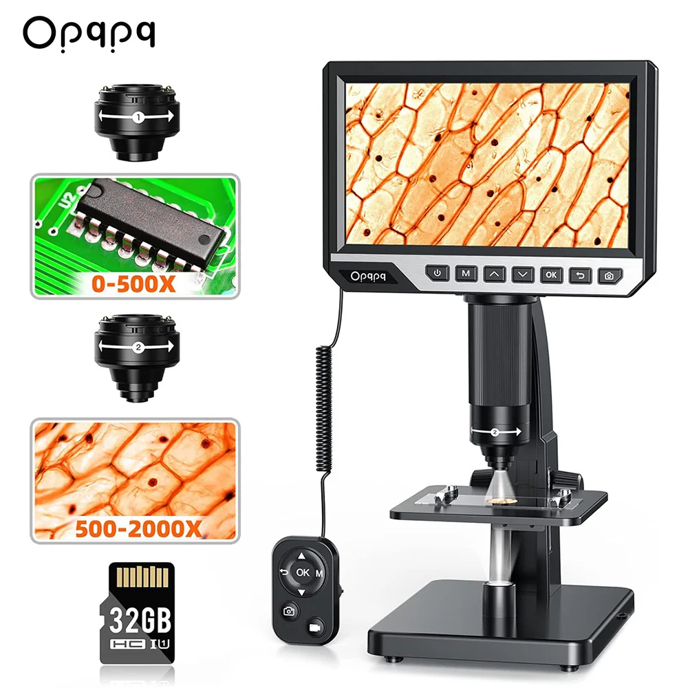 Opqpq ODM11 2000X Biological Microscope Dual Lens USB Digital Microscope HD Endoscope Camera With 11 LED for IOS Android PC