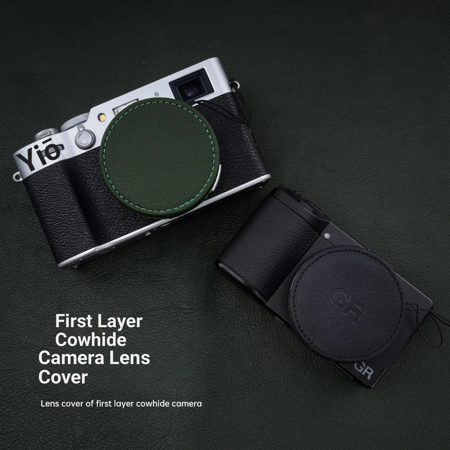 Leather camera lens cap for Fujifilm X100VI/X100V anti-loss protection cover xhalf Ricoh GR/GR3 camera dust cover