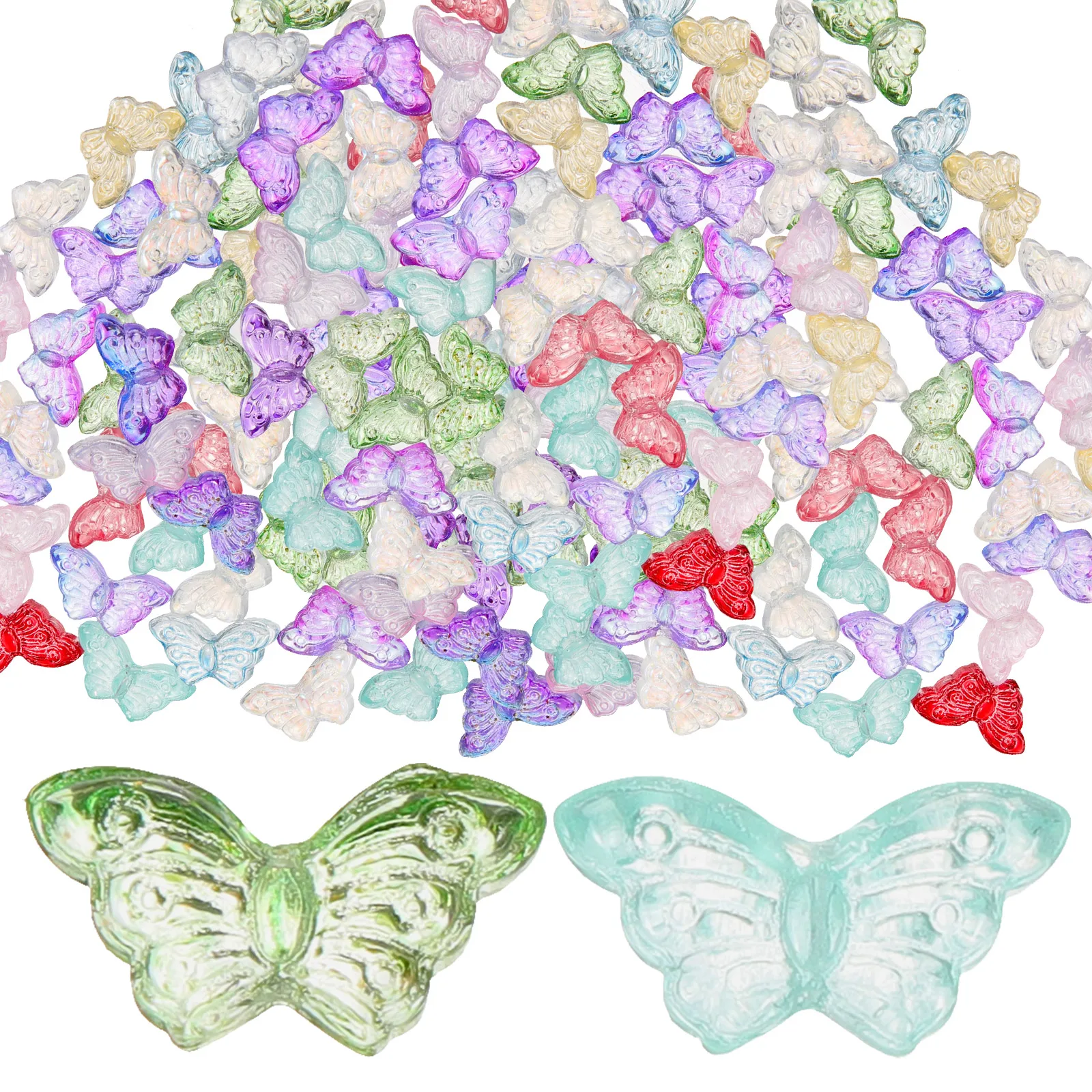 

100pcs Jewelry Making Beads Butterfly Shaped Crystal Spacer DIY Earrings Bracelet Necklace Crafts Accessories Handmade Glass