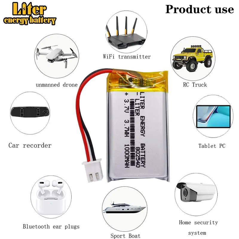 li-po XHR-2P 2.54 1000mAh 802540 3.7V lithium polymer battery 852540 scan code instrument speaker driving apparatus