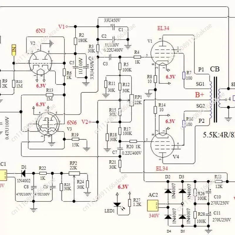 For 6N3 + 6N6 + EL34 GoldoxM classic push-pull machine circuit board 40W mono LG-135 is not brand new