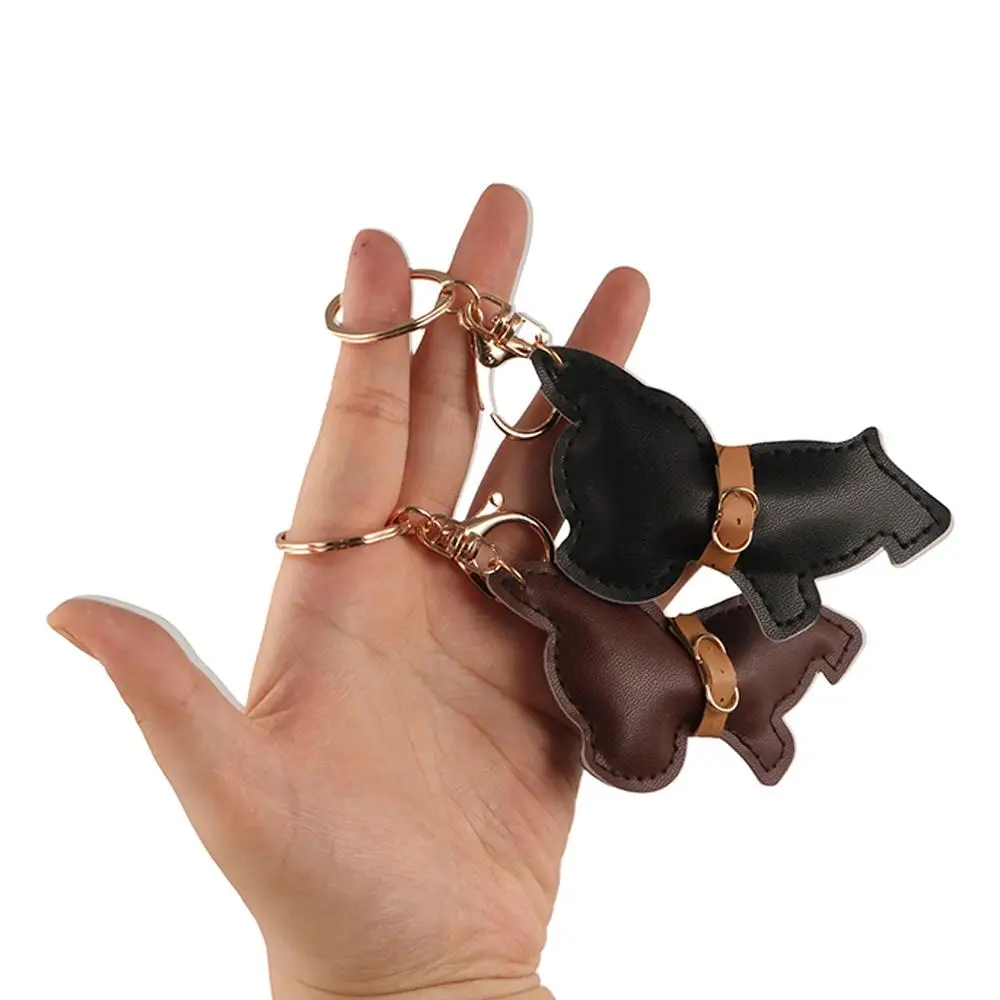Moda couro do plutônio bulldog chaveiro bonito filhote de cachorro animal cão couro do plutônio cabide dos desenhos animados moda bulldog saco pingente feminino
