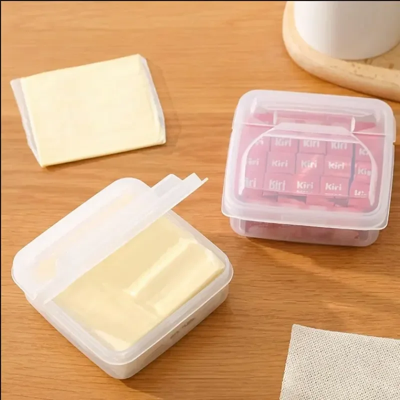 2Pcs 10X10X4.5CM Transparent Butter Cheese Storage Box Portable Refrigerator Fruit Vegetable Fresh Keeping Kitchen Storage Box