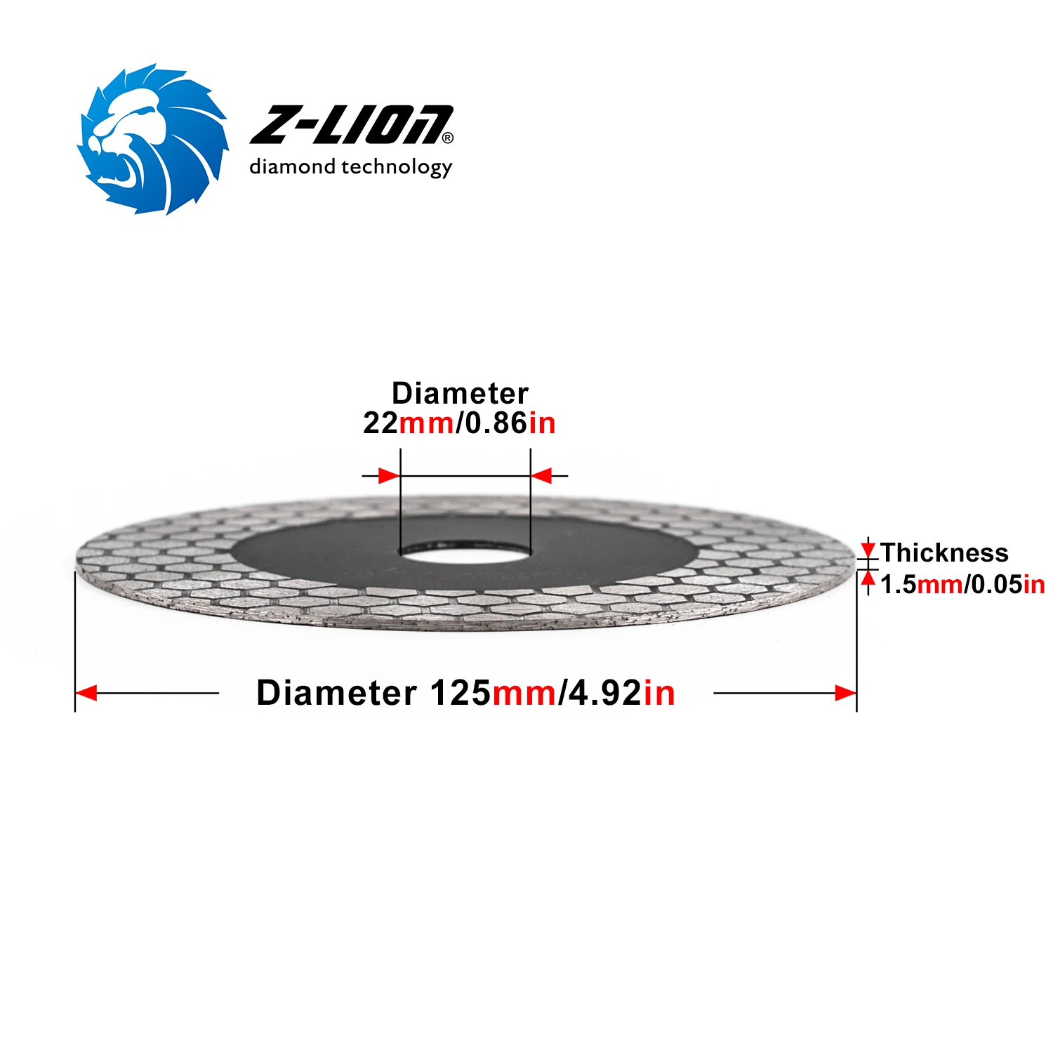 Z-LION 1pc 125mm Diamond Cutting Disc Honeycomb ShapeSaw Blade Wet/Dry Use for Marble Ceramic