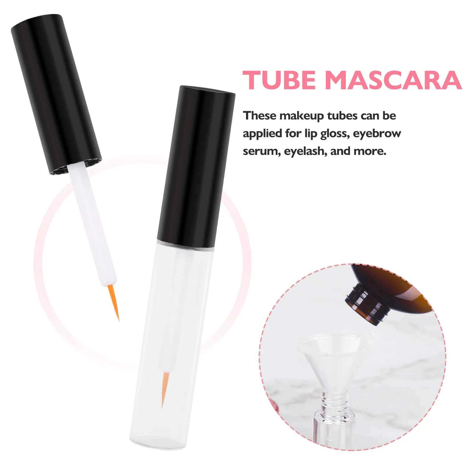 Eyelash Brush Lip Gloss Tubes with Wand Empty Mascara Liquid Eyeliner Bottle Container Containers