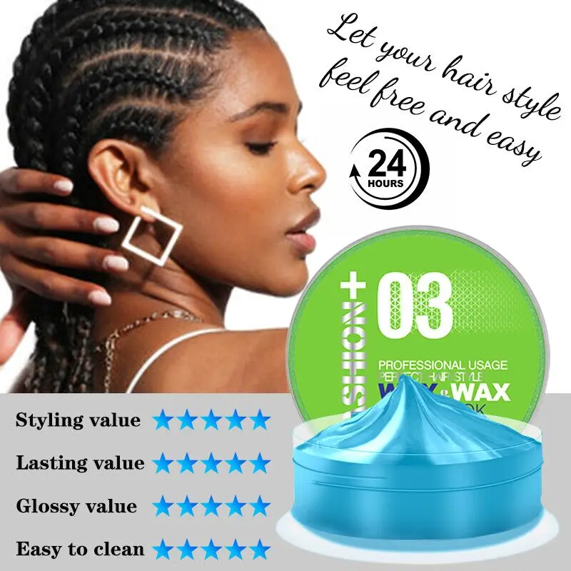 MVAKA Strong Hold Edge Control Hair Wax Natural Ingredients Easy to Wash Out Braiding Gel Styling Oil Control No White Residue