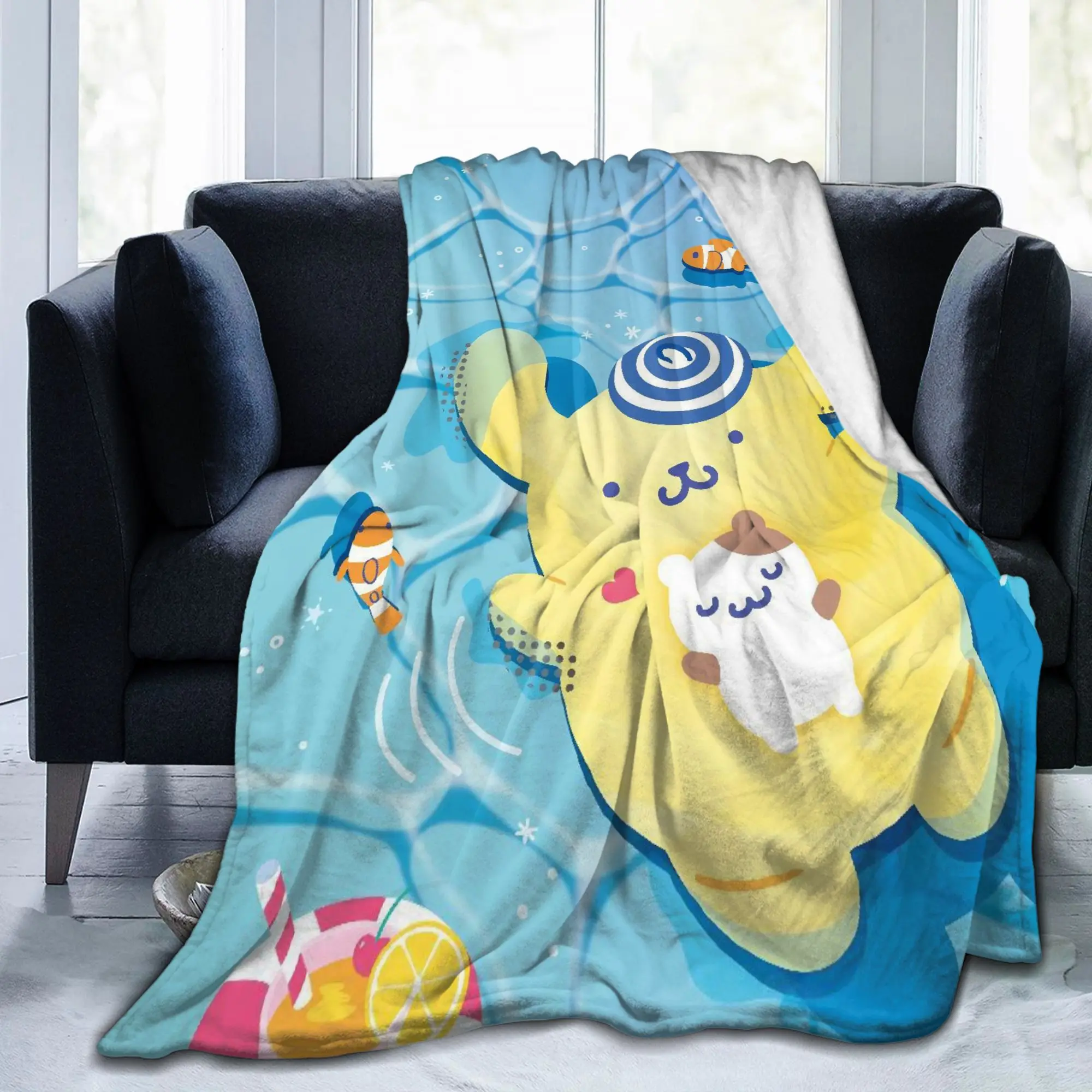 Pompompurins Cartoon Cute Blanket Flannel Summer  Portable Super Soft Throw Blankets for Home Office Bedspreads