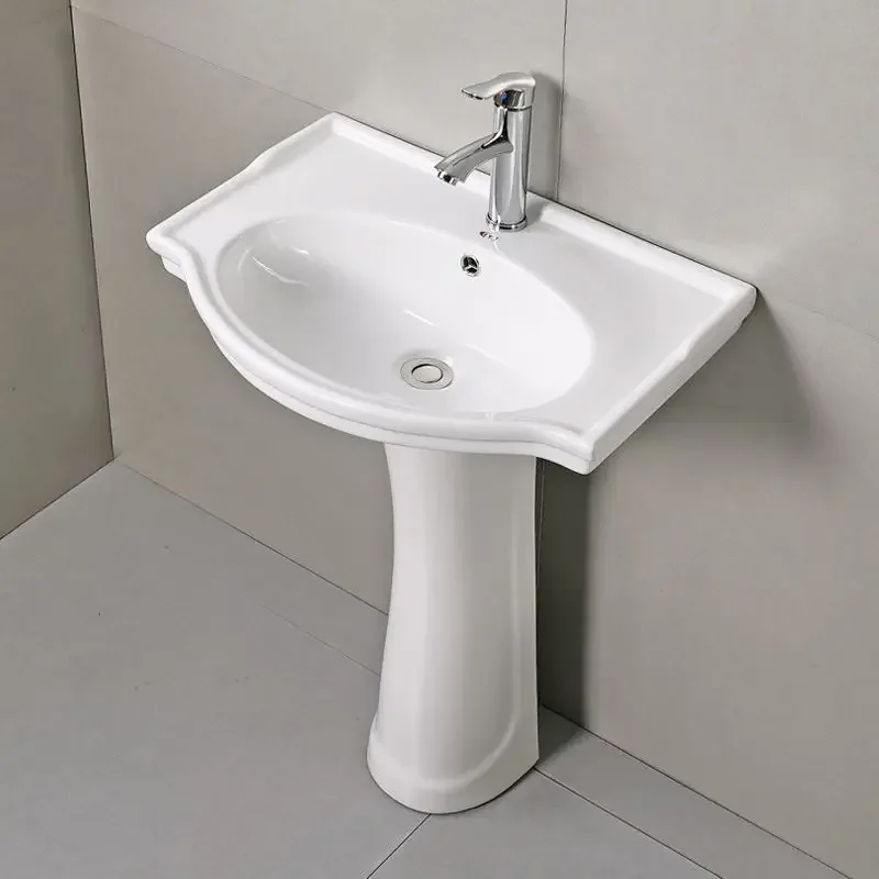 Nordic Minimalist ceramic column washbasin floor-to-ceiling sink balcony bathroom