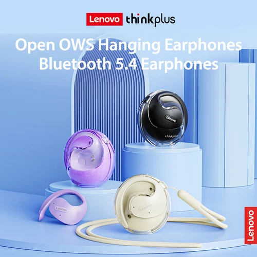 Lenovo OWS-auriculares inalámbricos con Bluetooth, cascos con micrófonos, sonido estéreo HiFi, inalámbricos, Control de botones