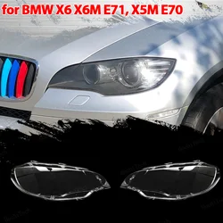 Front Headlight Cover Headlamp Lamp Shell Mask Lampshade Lens Polycarbonate For BMW X6 X6M E71 E72 2008-14  X5M E70 2010-2013