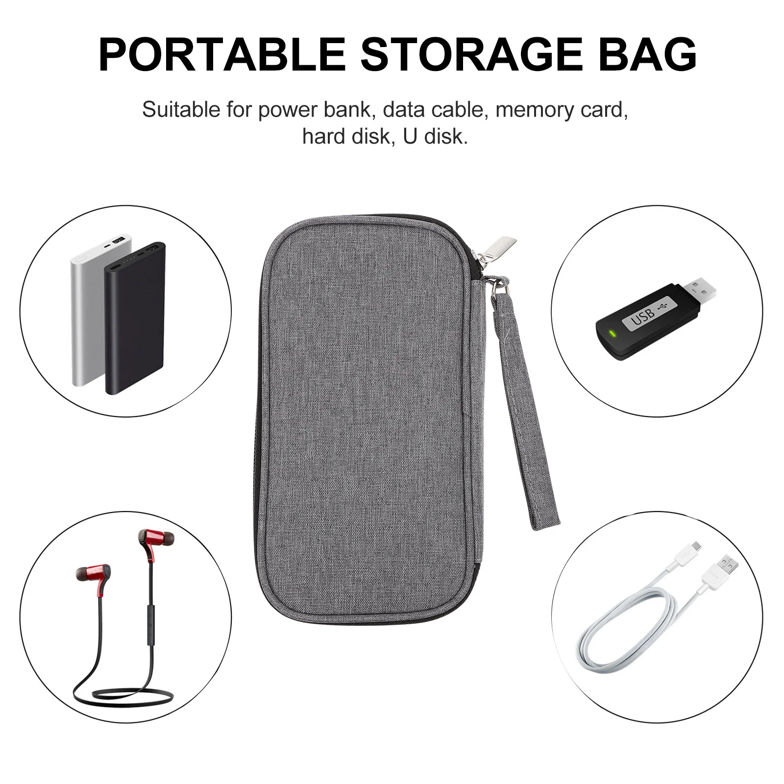 

1Pcs Durable Storage Pouch Earphones Organizer Bag High Quality Cotton Oxford Cloth Data Cable U Disk Multipurpose
